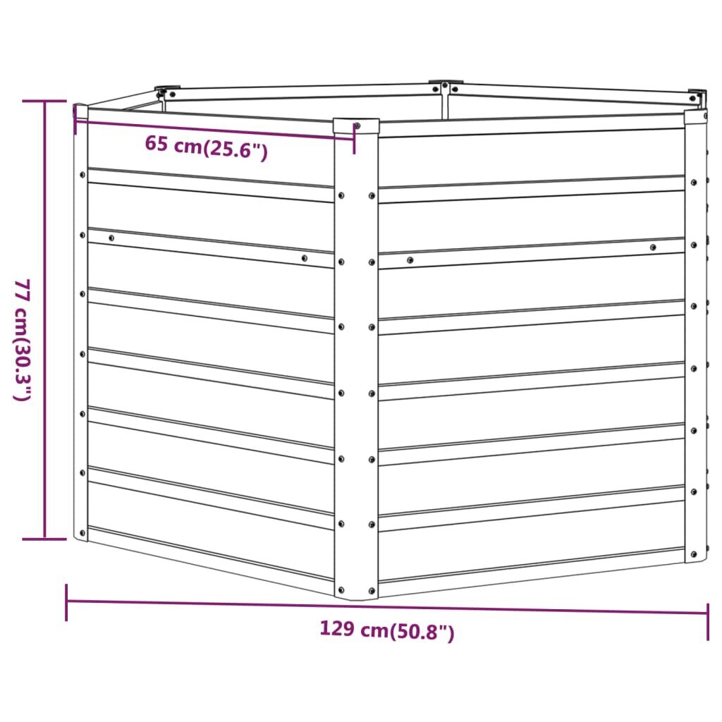 vidaXL taimekast, hall, 129 x 129 x 77 cm, Corten-teras цена и информация | Lillekastid | kaup24.ee