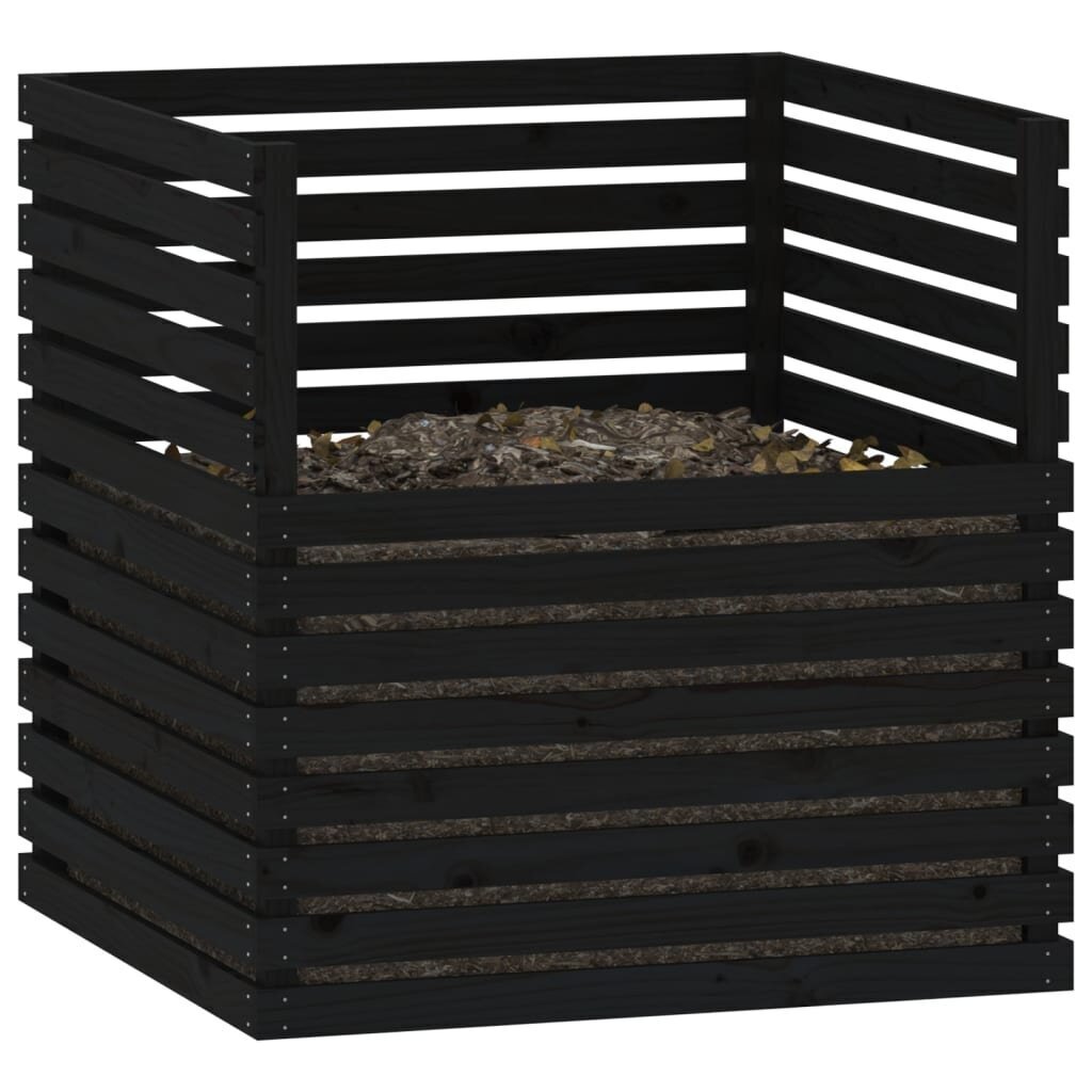 vidaXL komposter, must, 100 x 100 x 102 cm, männipuit hind ja info | Kompostrid, prügikonteinerid | kaup24.ee