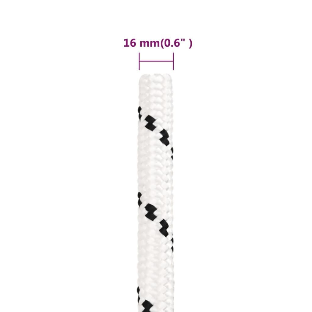 vidaXL paadiköis, valge, 16 mm, 100 m, polüpropüleen hind ja info | Aiatööriistad | kaup24.ee