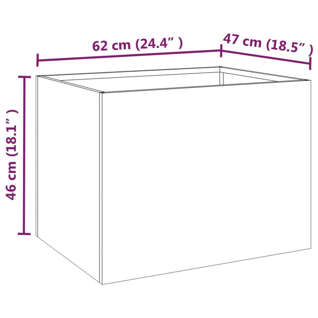 vidaXL taimekast, hall, 62x47x46 cm, ilmastikukindel teras hind ja info | Lillekastid | kaup24.ee