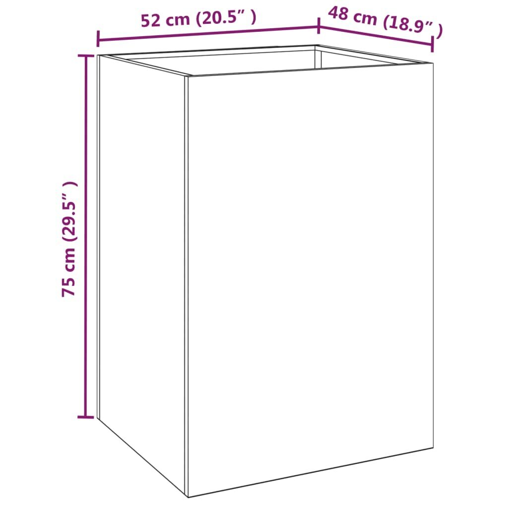 vidaXL taimekast, hall, 52x48x75 cm, ilmastikukindel teras hind ja info | Lillekastid | kaup24.ee