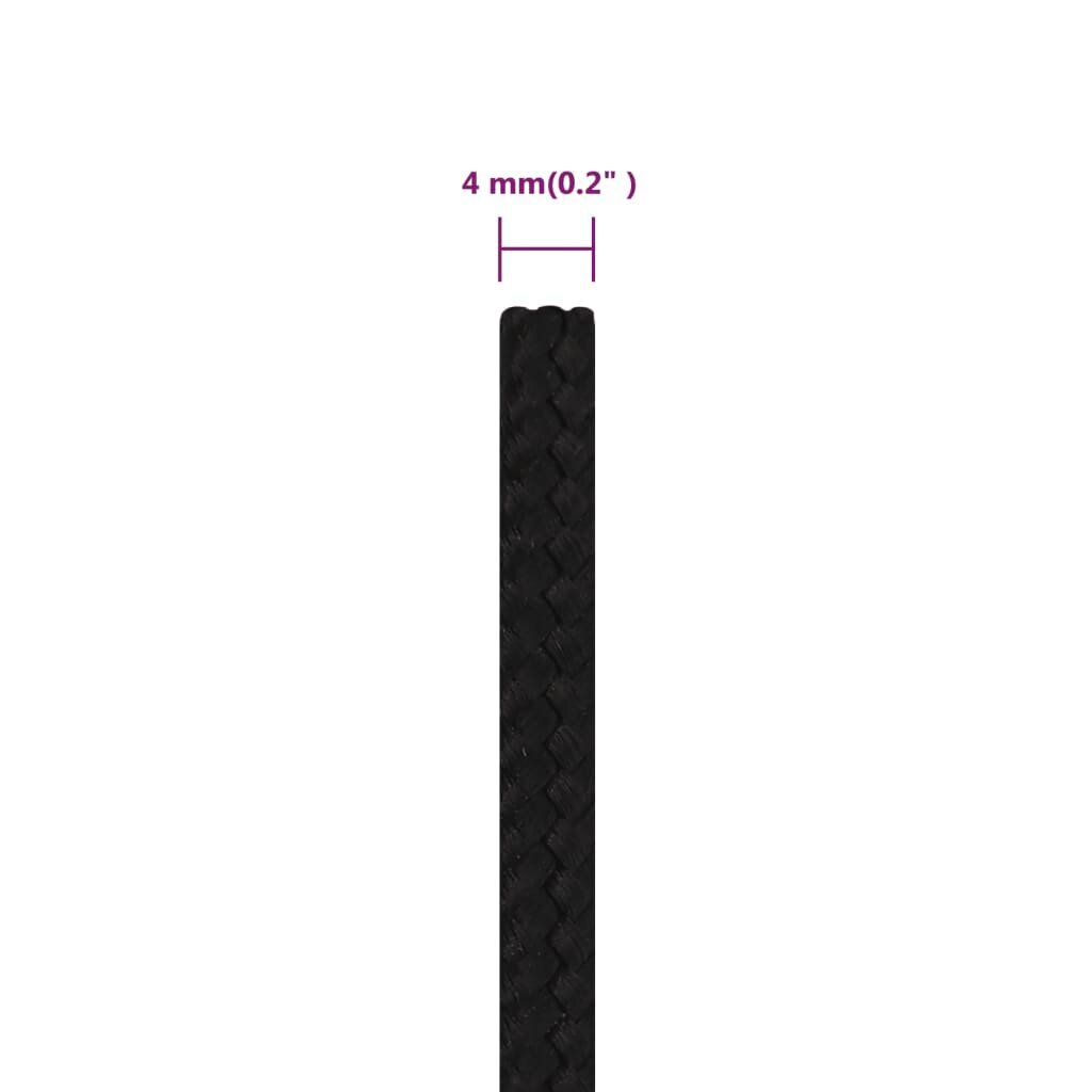 vidaXL töököis, must, 4 mm, 250 m, polüester цена и информация | Aiatööriistad | kaup24.ee