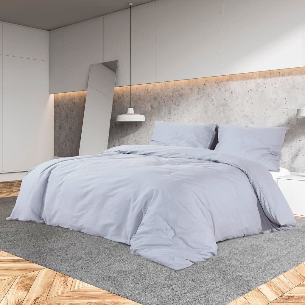 vidaXL voodipesukomplekt, hall, 200 x 200 cm, puuvill hind ja info | Voodipesukomplektid | kaup24.ee