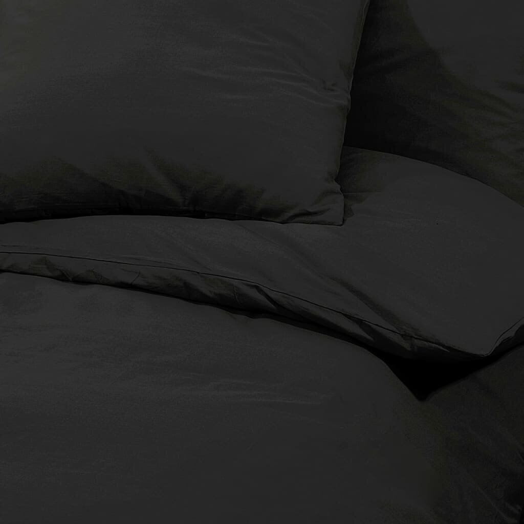 vidaXL voodipesukomplekt must 140 x 200 cm puuvill hind ja info | Voodipesukomplektid | kaup24.ee