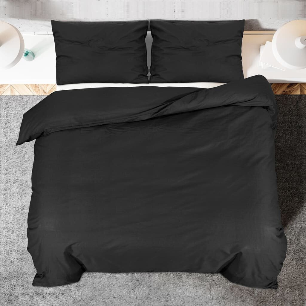 vidaXL voodipesukomplekt, must, 155x220 cm, kerge, mikrofiiber hind ja info | Voodipesukomplektid | kaup24.ee