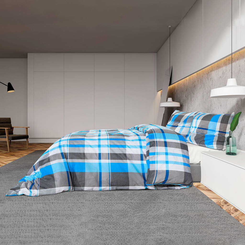 vidaXL voodipesukomplekt, sinine ja hall, 225 x 220 cm, puuvill hind ja info | Voodipesukomplektid | kaup24.ee