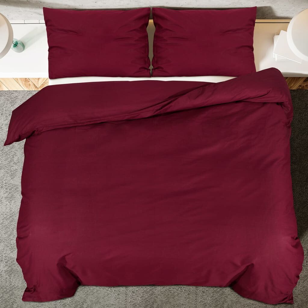 vidaXL voodipesukomplekt, bordoopunane, 260 x 240 cm, puuvill hind ja info | Voodipesukomplektid | kaup24.ee