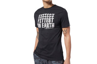 Reebok meeste särk CrossFit Fittest on Earth, must hind ja info | Meeste spordiriided | kaup24.ee