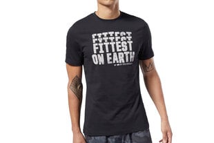 Reebok meeste särk CrossFit Fittest on Earth, must цена и информация | Мужская спортивная одежда | kaup24.ee