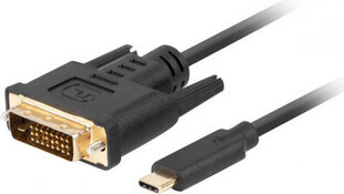 Кабель USB C — DVI-D Lanberg CA-CMDV-10CU-0018-BK Чёрный 1,8 m цена и информация | Кабели и провода | kaup24.ee