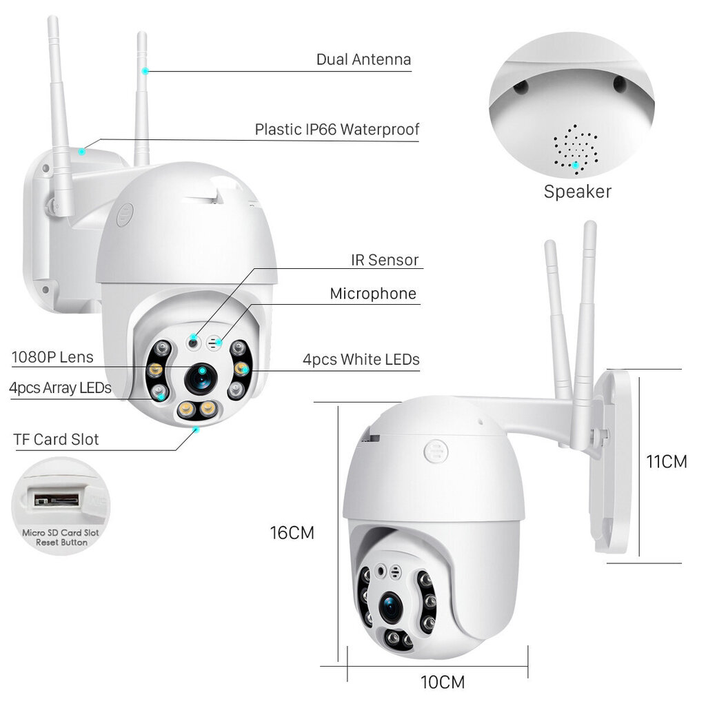 IP kaamera mikrofoniga, liikumistuvastusega, Wifi цена и информация | Valvekaamerad | kaup24.ee