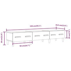 vidaXL telerikapp, kõrgläikega valge, 150 x 34,5 x 30 cm, tehispuit цена и информация | Тумбы под телевизор | kaup24.ee