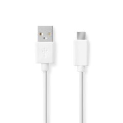 Kaabel Type-C, 2m, valge, USB 2.0, 60W hind ja info | Mobiiltelefonide kaablid | kaup24.ee