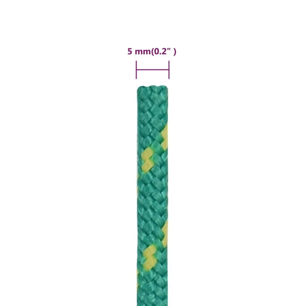 vidaXL paadiköis, roheline, 5 mm, 25 m, polüpropüleen hind ja info | Lisatarvikud paatidele ja süstadele | kaup24.ee