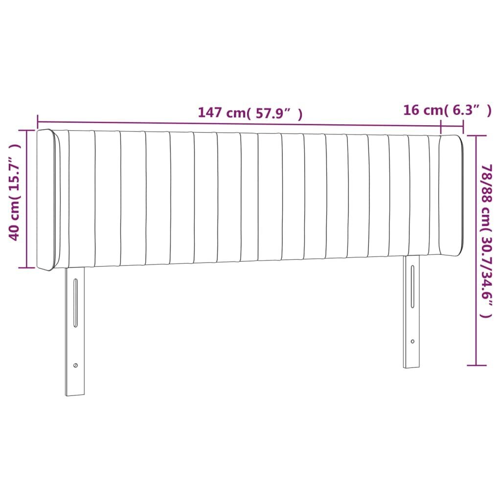 vidaXL LED-voodipeats, tumehall, 147x16x78/88 cm, samet цена и информация | Voodid | kaup24.ee