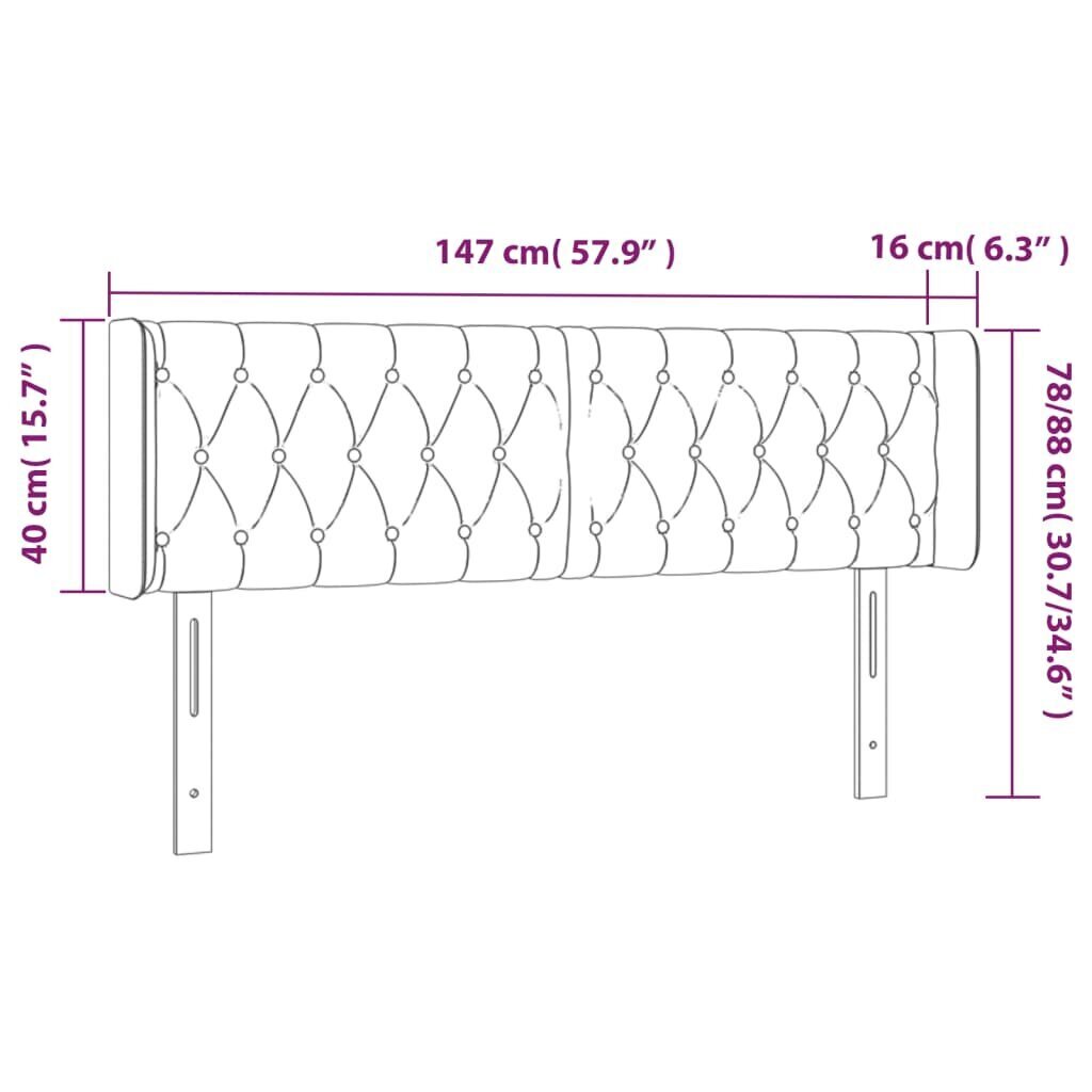 vidaXL LED-voodipeats, tumehall, 147x16x78/88 cm, samet hind ja info | Voodid | kaup24.ee