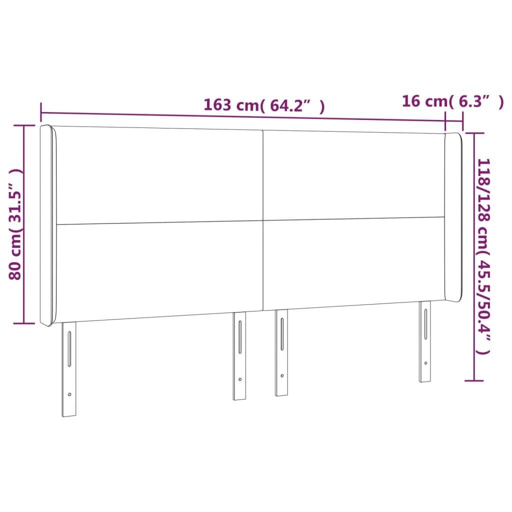 vidaXL LED-voodipeats, must, 163x16x118/128 cm, kangas hind ja info | Voodid | kaup24.ee