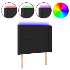 vidaXL LED-voodipeats, must, 93x16x118/128 cm, kunstnahk цена и информация | Кровати | kaup24.ee