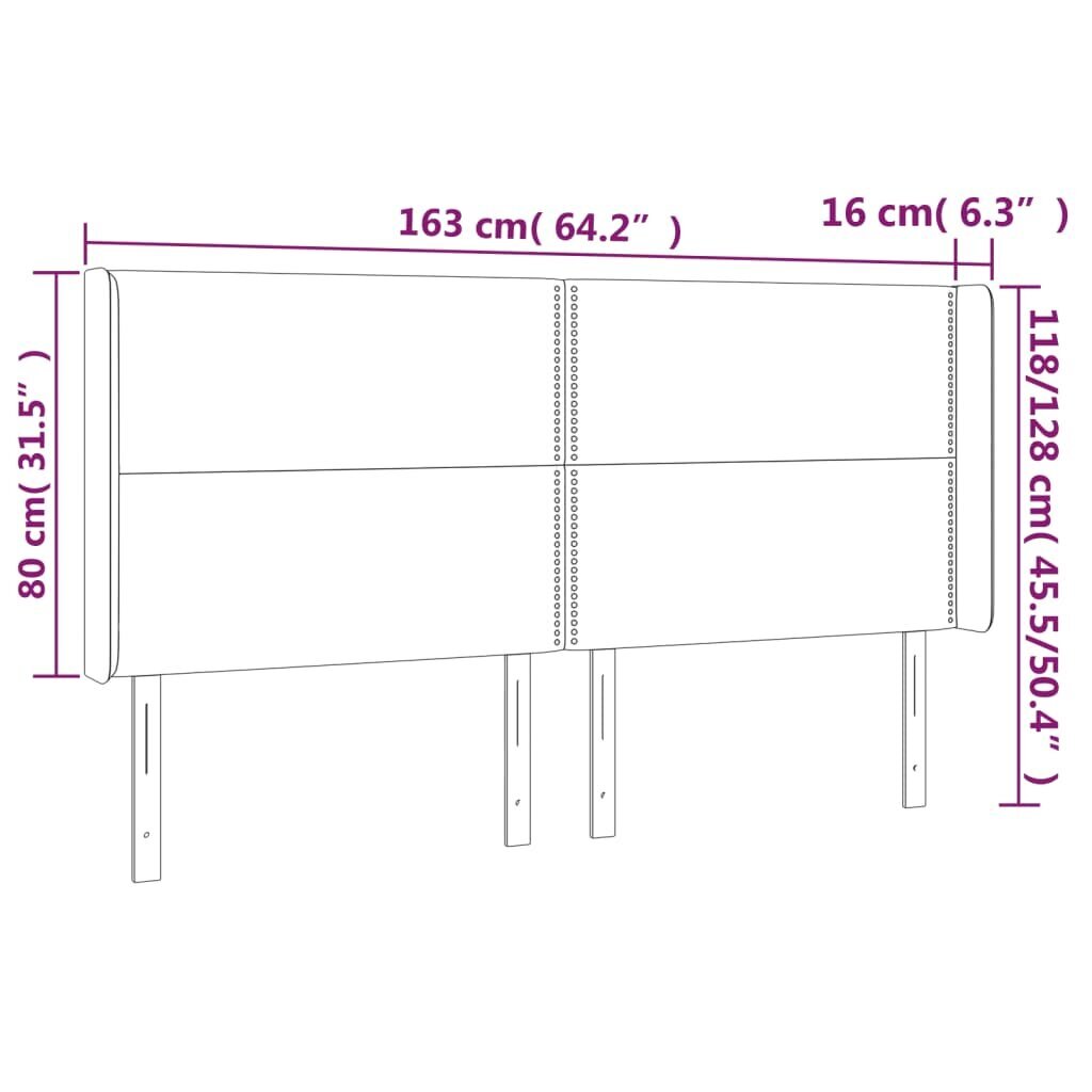 vidaXL LED-voodipeats, helehall, 163x16x118/128 cm, samet цена и информация | Voodid | kaup24.ee