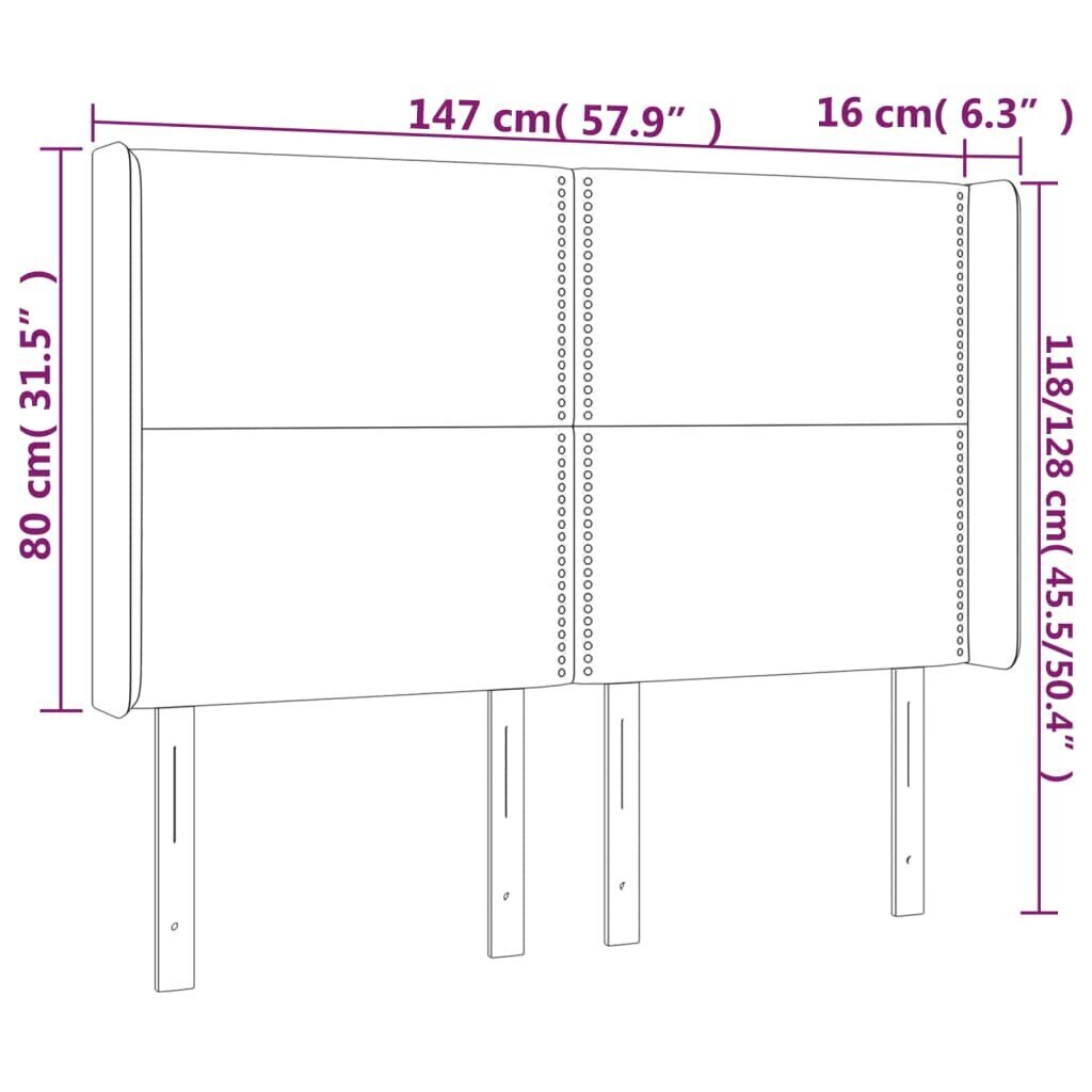 vidaXL LED-voodipeats, hall, 147x16x118/128 cm, kunstnahk hind ja info | Voodid | kaup24.ee