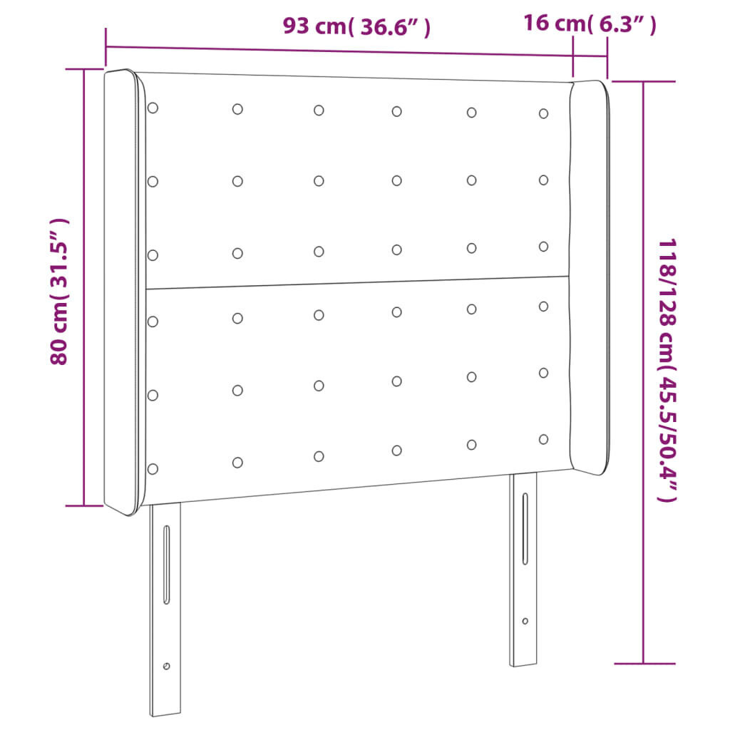 vidaXL LED-voodipeats, hall, 93x16x118/128 cm, kunstnahk цена и информация | Voodid | kaup24.ee