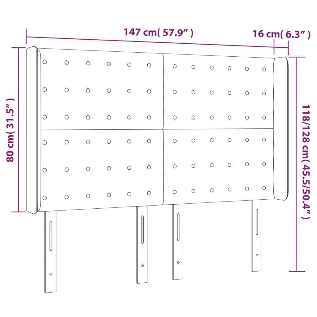 vidaXL LED-voodipeats, valge, 147x16x118/128 cm, kunstnahk hind ja info | Voodid | kaup24.ee