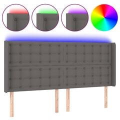vidaXL LED-voodipeats, hall, 203x16x118/128 cm, kunstnahk hind ja info | Voodid | kaup24.ee