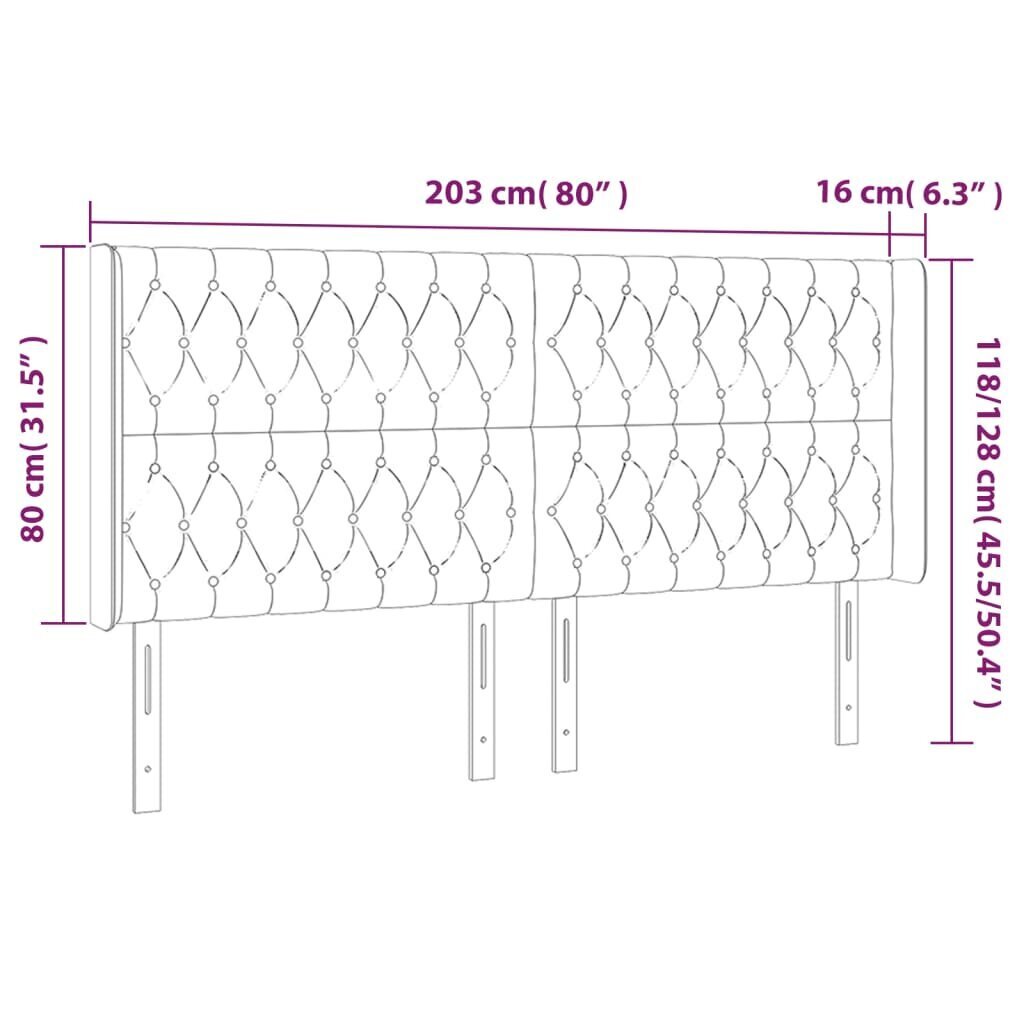 vidaXL LED-voodipeats, kreemjas, 203x16x118/128 cm, kangas цена и информация | Voodid | kaup24.ee