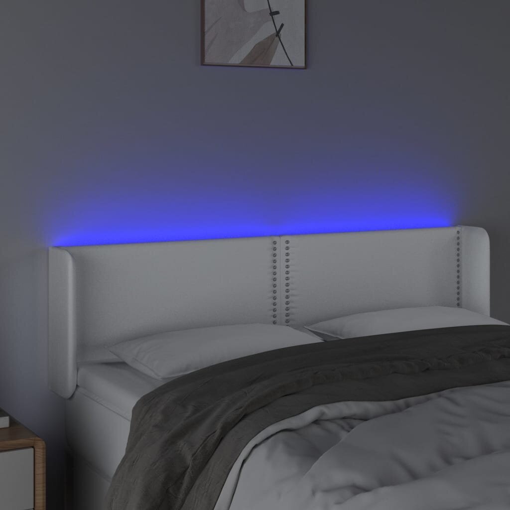 vidaXL LED-voodipeats, valge, 147x16x78/88 cm, kunstnahk цена и информация | Voodid | kaup24.ee