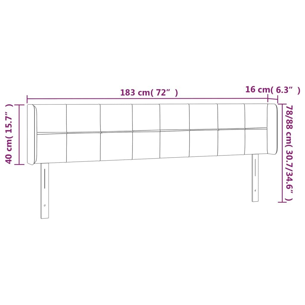 vidaXL LED-voodipeats, helehall, 183x16x78/88 cm, kangas hind ja info | Voodid | kaup24.ee