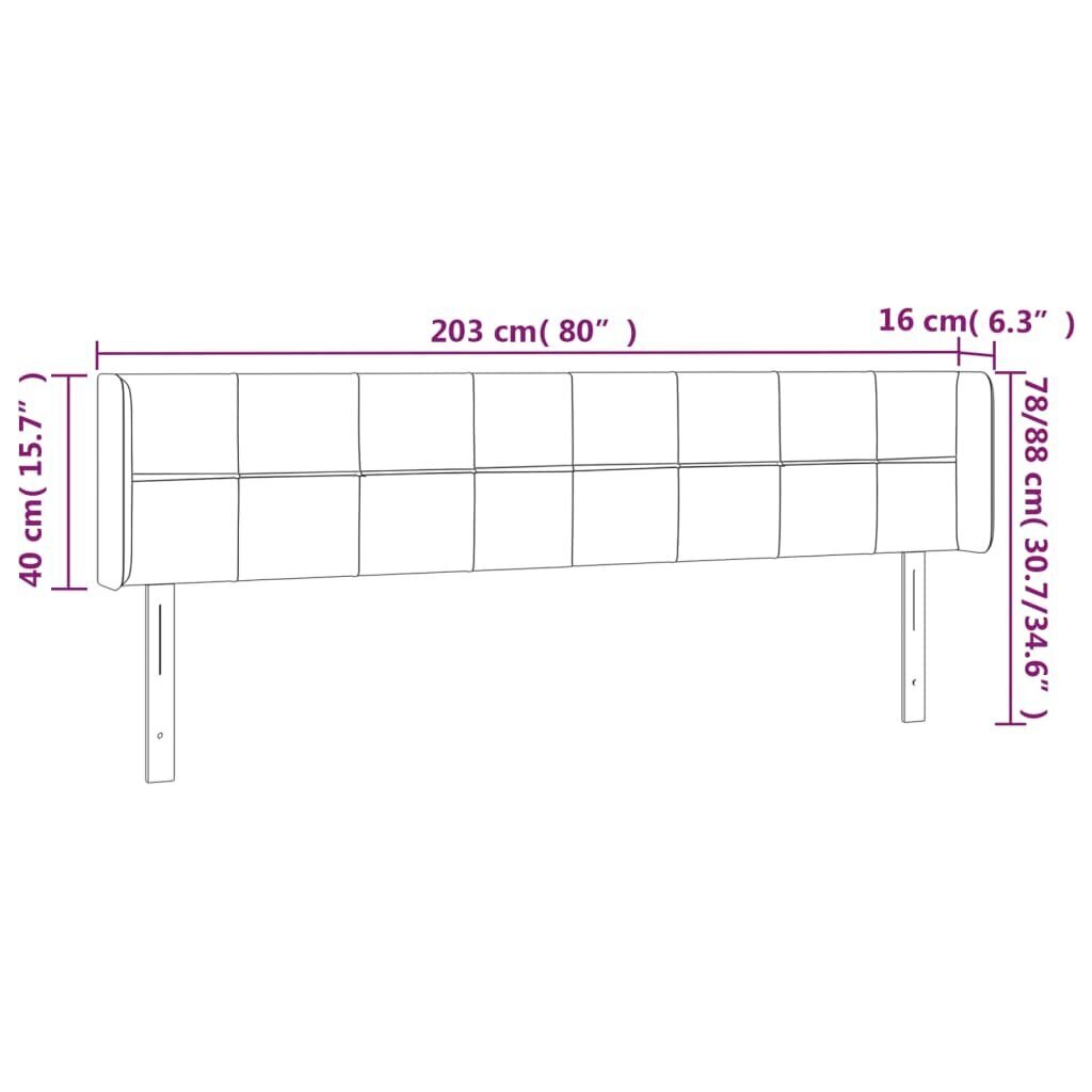 vidaXL LED-voodipeats, roosa, 203x16x78/88 cm, samet цена и информация | Voodid | kaup24.ee