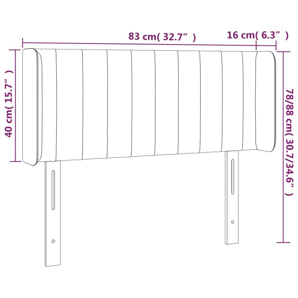 vidaXL LED-voodipeats, tumehall, 83x16x78/88 cm, samet цена и информация | Voodid | kaup24.ee