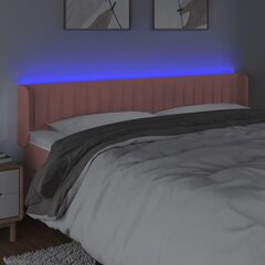 vidaXL LED-voodipeats, roosa, 203x16x78/88 cm, samet hind ja info | Voodid | kaup24.ee