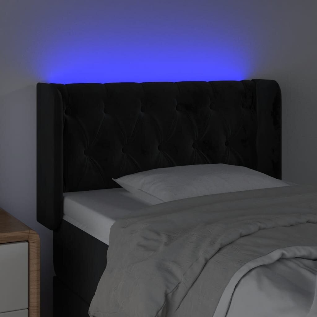 vidaXL LED-voodipeats, must, 83x16x78/88 cm, samet цена и информация | Voodid | kaup24.ee