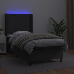 vidaXL kontinentaalvoodi madratsiga, LED, must, 80x200 cm, kunstnahk цена и информация | Кровати | kaup24.ee