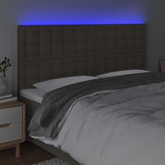 vidaXL LED-voodipeats, pruunikashall, 160x5x118/128 cm, kangas цена и информация | Кровати | kaup24.ee