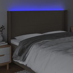 vidaXL LED-voodipeats, pruunikashall, 183x16x118/128 cm, kangas цена и информация | Кровати | kaup24.ee