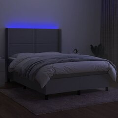 vidaXL kontinentaalvoodi madratsiga ja LED, helehall, 140x200 cm, kangas цена и информация | Кровати | kaup24.ee