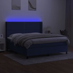 vidaXL kontinentaalvoodi madratsiga ja LED, sinine, 160x200 cm, kangas цена и информация | Кровати | kaup24.ee