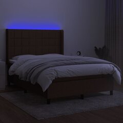 vidaXL kontinentaalvoodi madrats ja LED, tumepruun, 140x190 cm, kangas hind ja info | Voodid | kaup24.ee