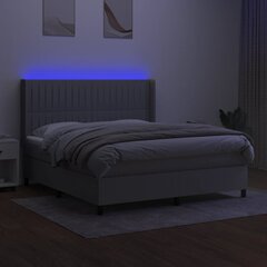 vidaXL kontinentaalvoodi madratsiga ja LED, helehall, 180x200 cm, kangas цена и информация | Кровати | kaup24.ee