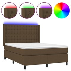 vidaXL kontinentaalvoodi madrats ja LED, tumepruun, 140x190 cm, kangas цена и информация | Кровати | kaup24.ee