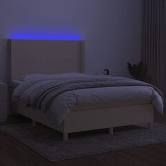 vidaXL kontinentaalvoodi madratsiga ja LED, kreemjas, 140x200 cm, kangas цена и информация | Кровати | kaup24.ee