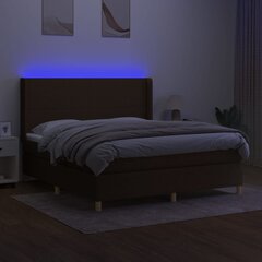 vidaXL kontinentaalvoodi madratsiga ja LED, tumepruun, 160x200 cm, kangas цена и информация | Кровати | kaup24.ee