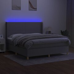 vidaXL kontinentaalvoodi madratsiga ja LED, helehall, 180x200 cm, kangas hind ja info | Voodid | kaup24.ee