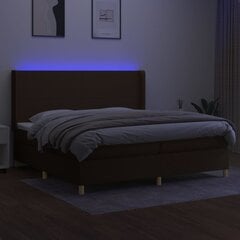 vidaXL kontinentaalvoodi madratsiga ja LED, tumepruun, 200x200 cm, kangas цена и информация | Кровати | kaup24.ee