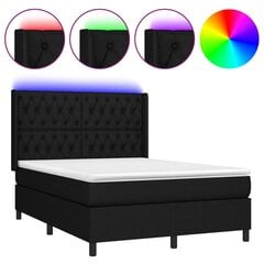 Кровать с пружинами/матрасом/LED vidaXL, 140х200 см, черный цена и информация | Кровати | kaup24.ee