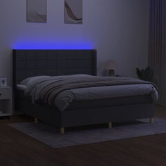 vidaXL kontinentaalvoodi madratsiga ja LED, tumehall, 160x200 cm, kangas цена и информация | Кровати | kaup24.ee