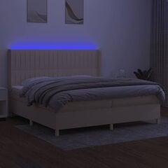 vidaXL kontinentaalvoodi madratsiga ja LED, kreemjas, 200x200 cm, kangas цена и информация | Кровати | kaup24.ee