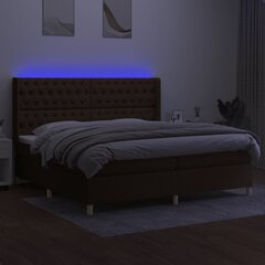 vidaXL kontinentaalvoodi madratsiga ja LED, tumepruun, 200x200 cm, kangas цена и информация | Кровати | kaup24.ee